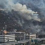 שריפה גדולה בצומת הצ'ק פוסט | צילום: דוברות כבאות והצלה חוף